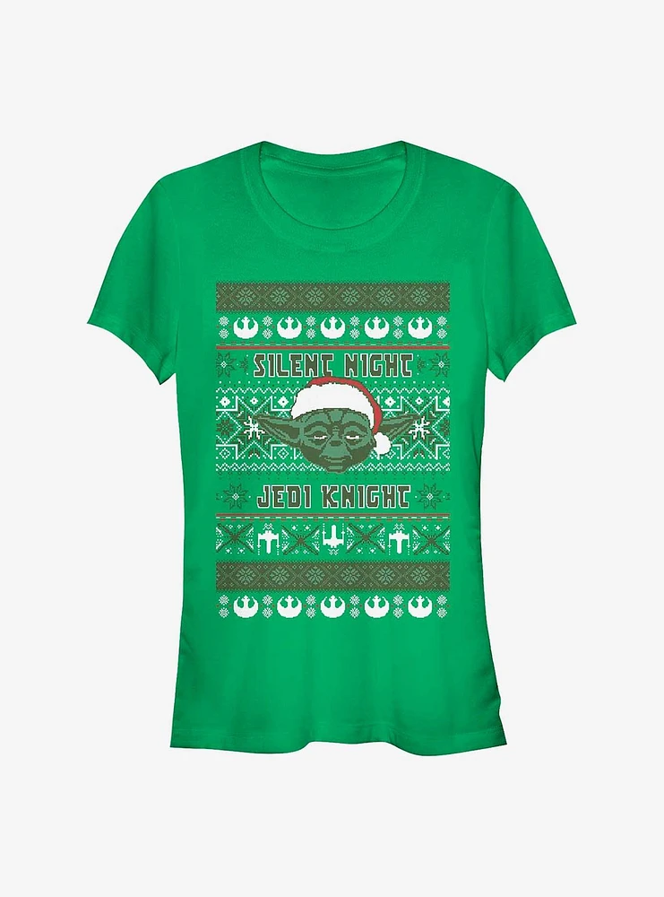 Star Wars Holiday Silent Night, Jedi Knight Yoda Girls T-Shirt