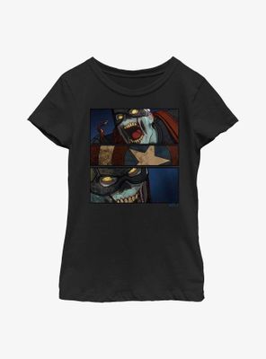 Marvel What If...? Zombie Cap Panels Youth Girls T-Shirt