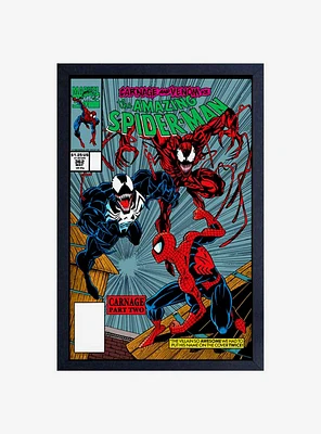 Marvel Spiderman Venom Carnage Comic Framed Wood Wall Art