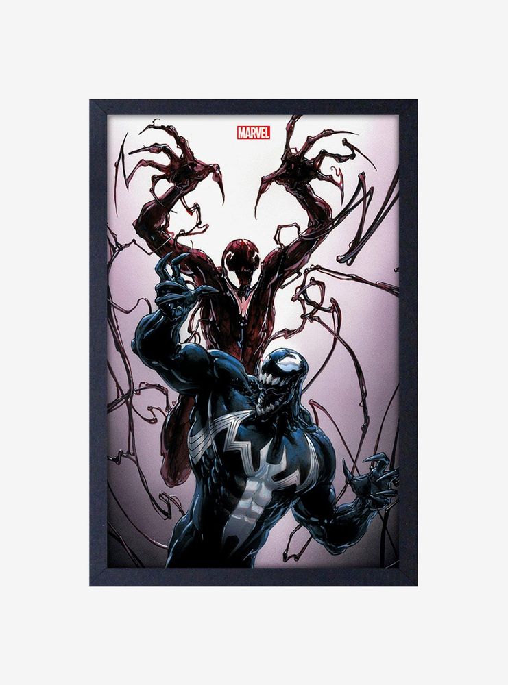 Marvel Venom Carnage Jump Scare Framed Wood Wall Art