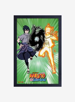 Naruto Sasuke And Naruto Charge Framed Wood Wall Art