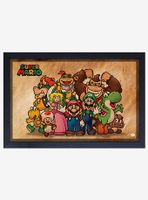 Nintendo Mario Old Paper Framed Wood Wall Art