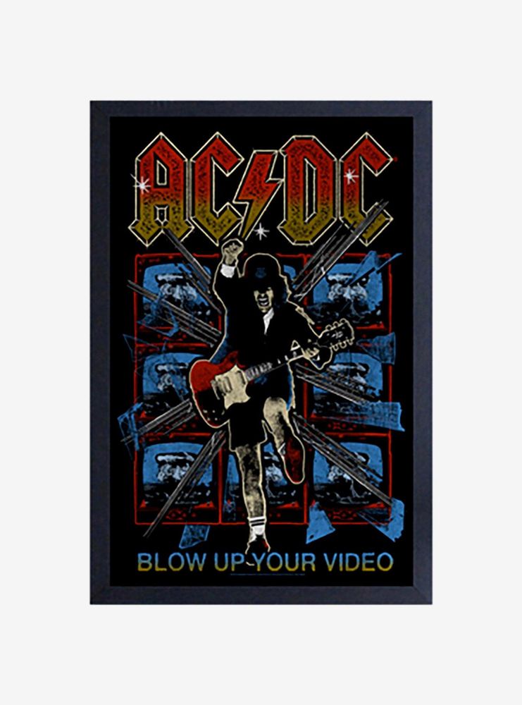 AC/DC Blow Up Your Video Sketch Framed Wood Wall Art