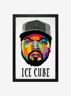 Ice Cube Vector Face Framed Wood Wall Art