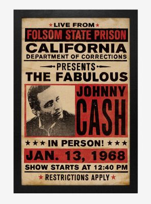 Johnny Cash Folsom State In Person Framed Wood Wall Art