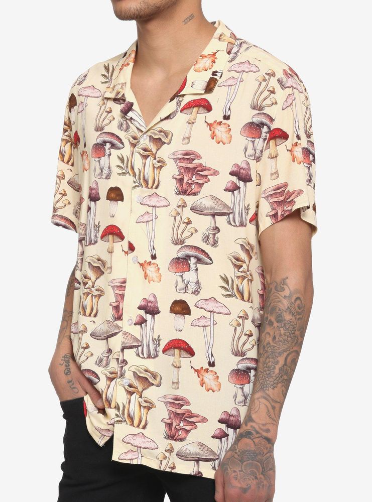 Mushroom Woven Button-Up