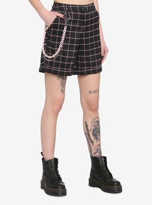 Pink & Black Grid Shorts