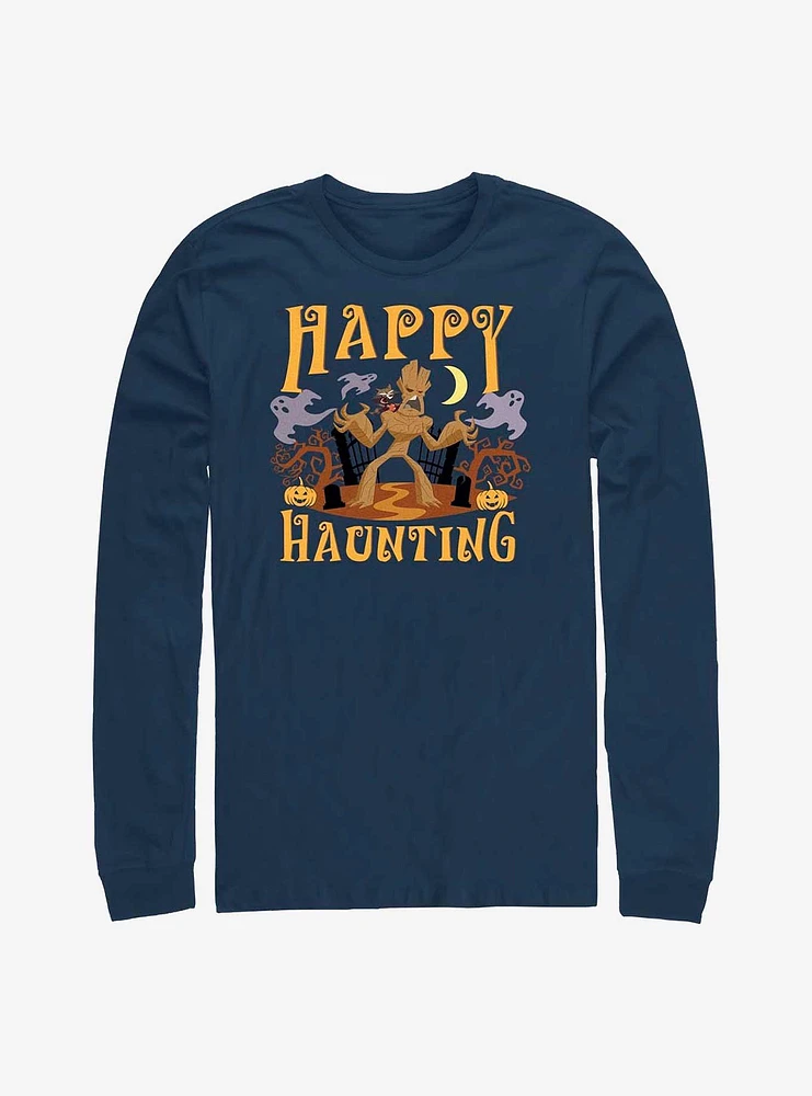Marvel Guardians Of The Galaxy Groot & Rocket Happy Haunting Long-Sleeve T-Shirt