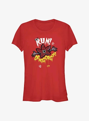 Stranger Things Run Away! Demogorgon! Girls T-Shirt