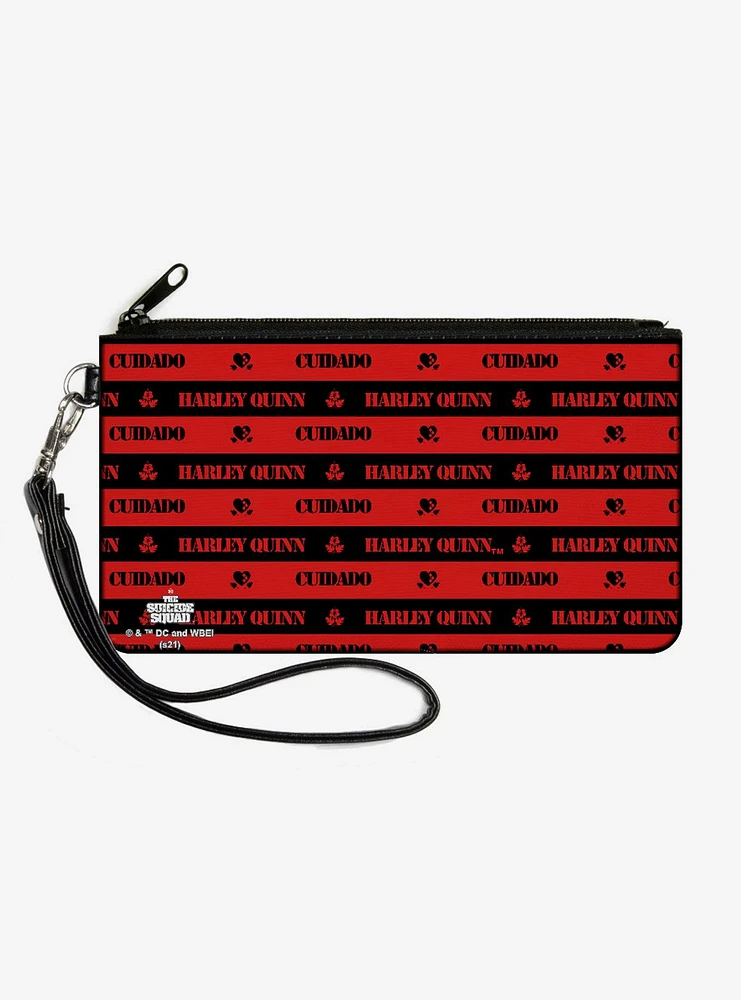 DC Comics The Suicide Squad Cuidado Caution Stripe Canvas Zip Clutch Wallet