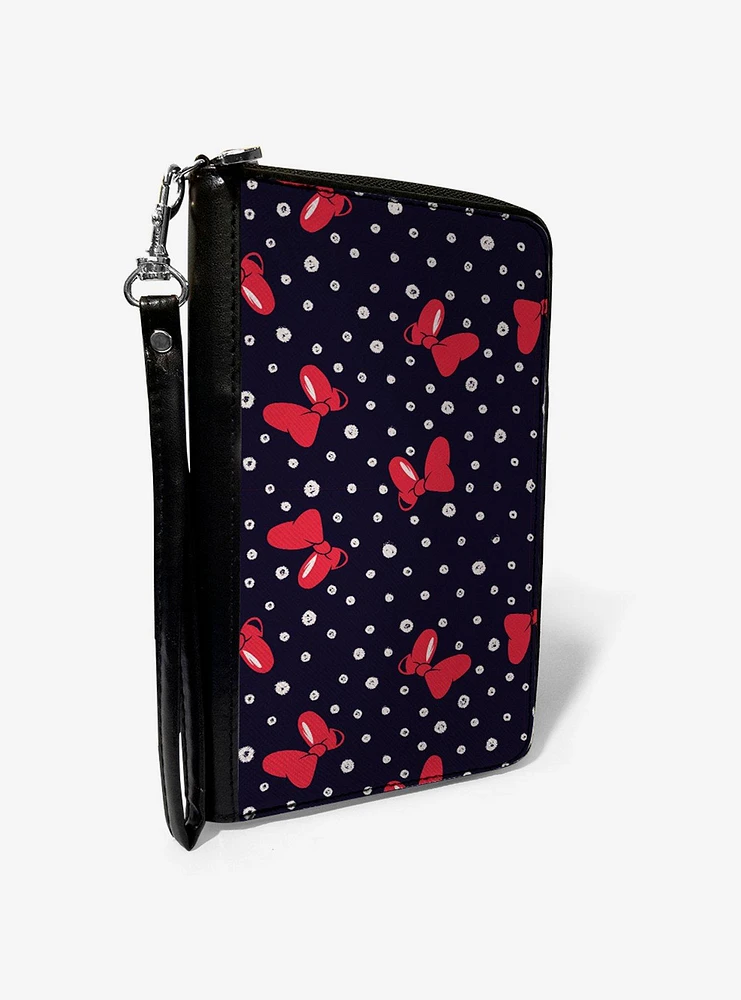 Disney Minnie Mouse Bow Polka Dot Toss Print Zip Around Wallet