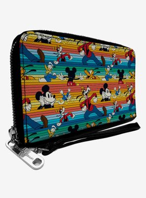 Disney Mickey Mouse And Friends Fab Four Stripe Zip Around Wallet
