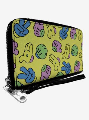 Disney Mickey Mouse Gestures Toss Print Zip Around Wallet