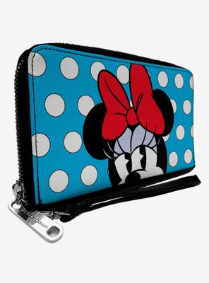 Disney Minnie Mouse Style Close Up Polka Dot Zip Around Wallet