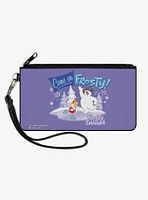 Frosty Snowman Skating Canvas Zip Clutch Wallet