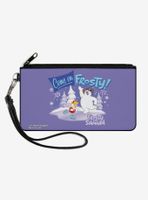 Frosty Snowman Skating Canvas Zip Clutch Wallet