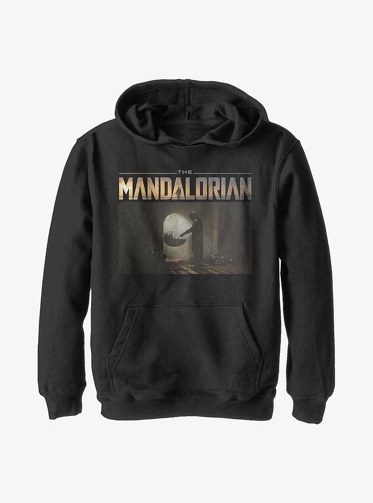Star Wars The Mandalorian Logo Scene Youth Hoodie