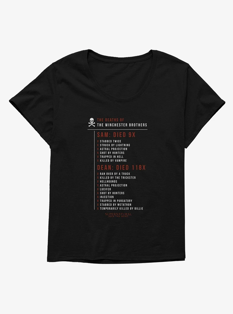 Supernatural Deaths Of Sam & Dean Girls Plus T-Shirt