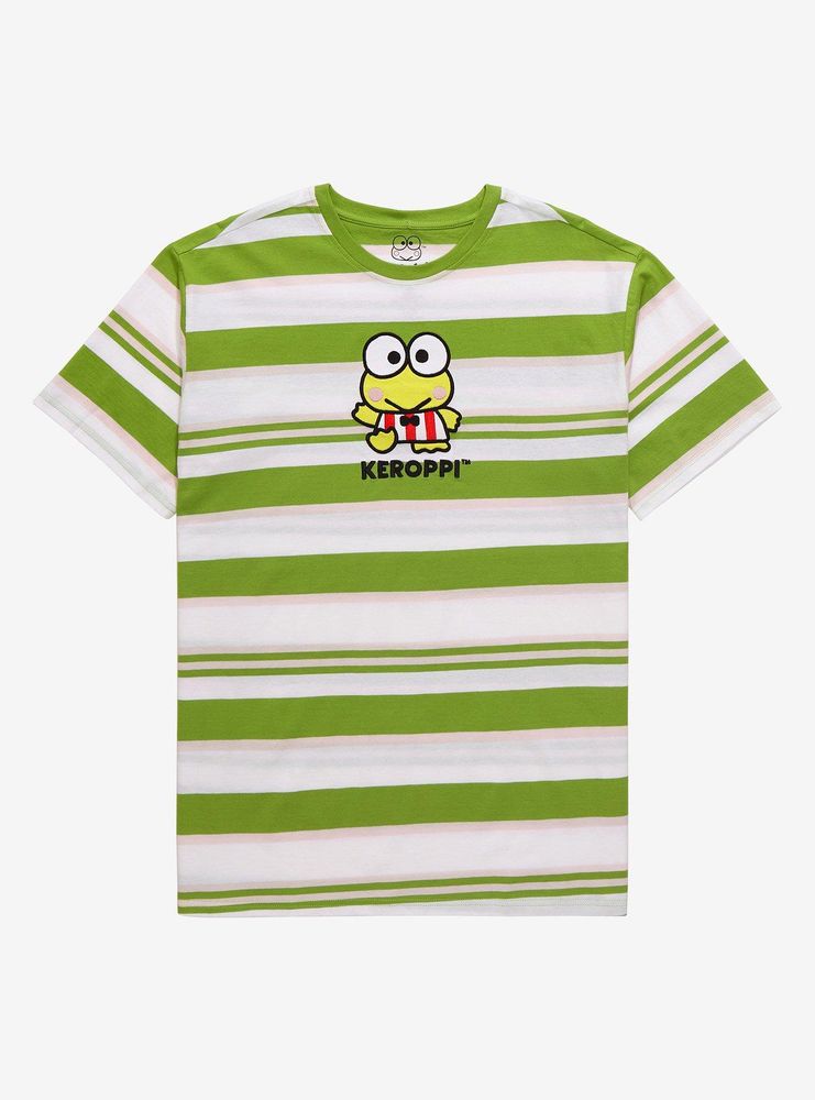 Sanrio Keroppi Portrait Embroidered Stripe T-Shirt - BoxLunch Exclusive