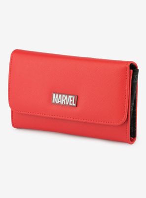 Marvel Comics Red Brick Metal Emblem Flap Wallet Red