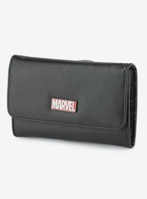 Marvel Comics Red Brick Metal Emblem Flap Wallet Black
