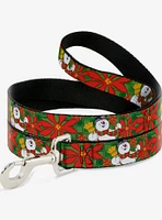 Frosty The Snowman Poinsetta Plaid Dog Leash