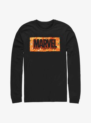 Marvel Spooky Logo Jack O' Lantern Fill Long-Sleeve T-Shirt