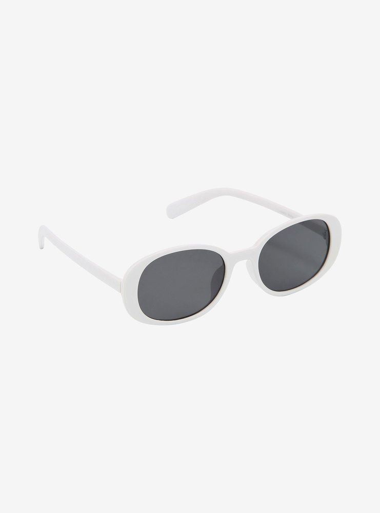 Large White Oval Sunglasses
