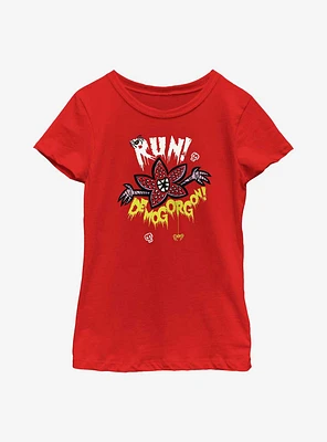 Stranger Things Run Away Youth Girls T-Shirt