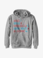 Disney Princesses Americana Stacked Names Youth Hoodie