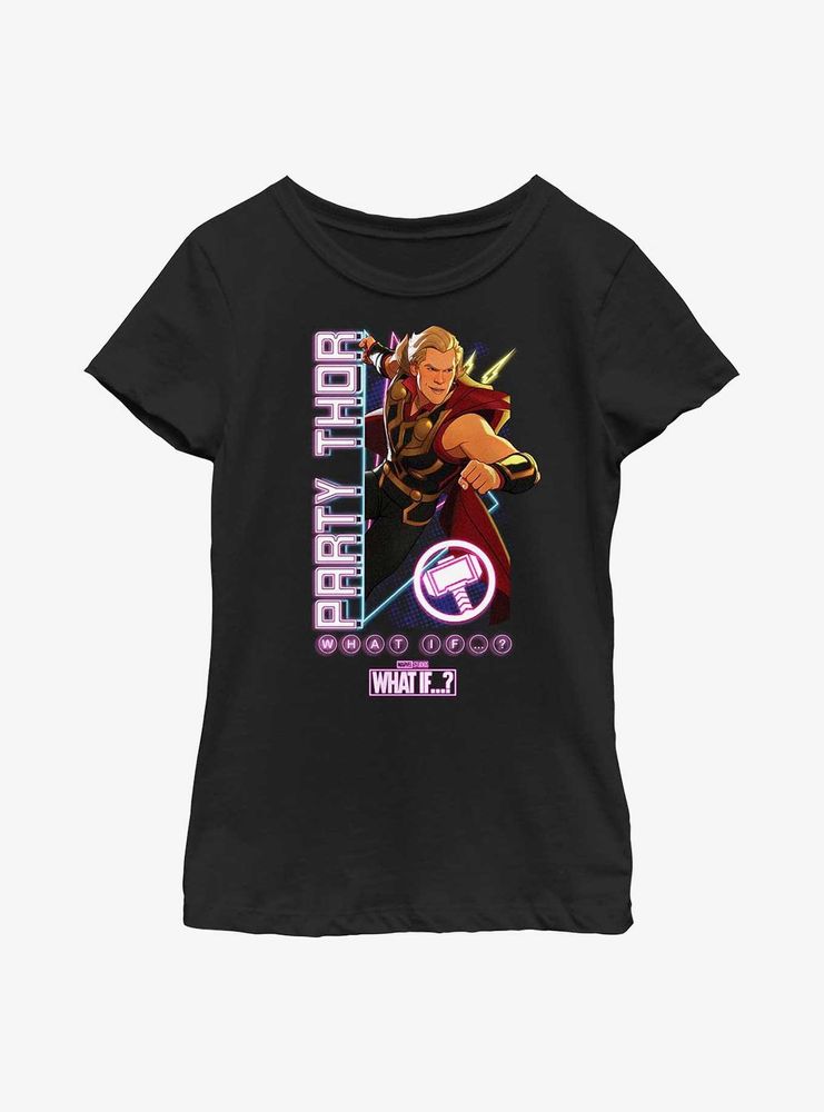 Marvel What If...? Party TIme Thor Youth Girls T-Shirt