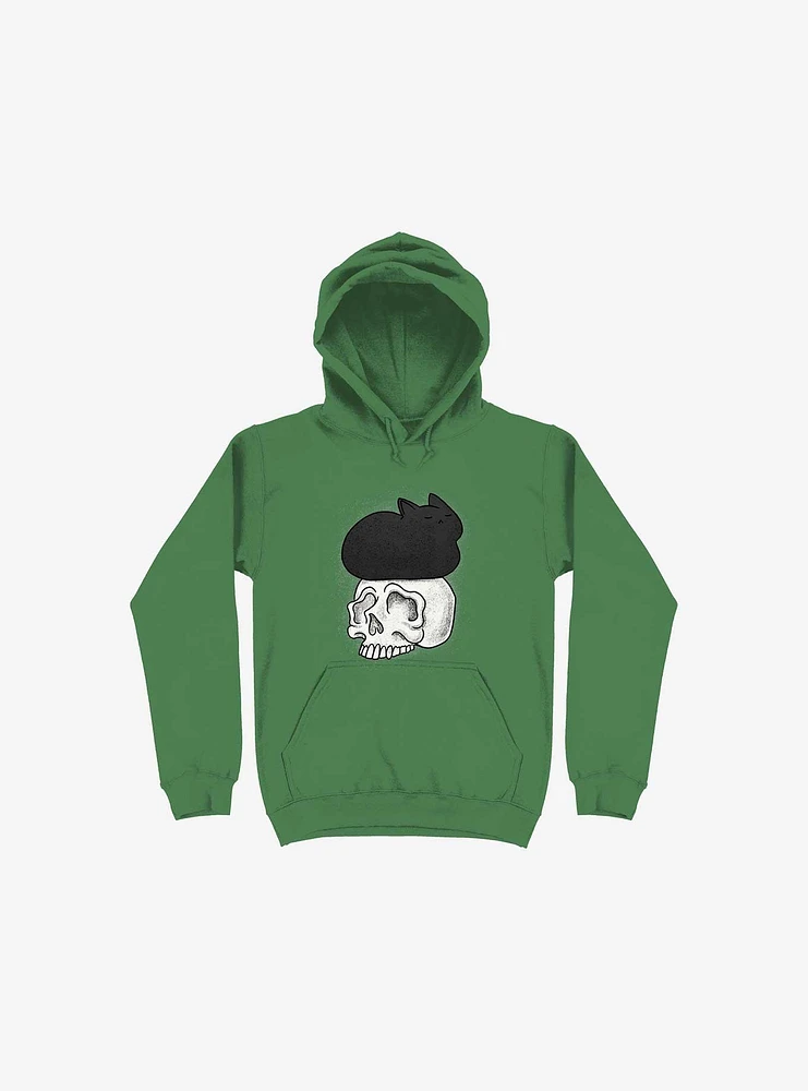 Cat Skull Kelly Green Hoodie