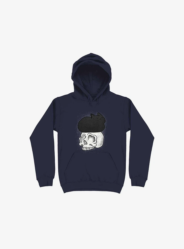 Cat Skull Navy Blue Hoodie