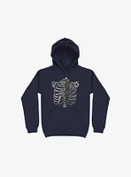 Skeleton Rib Tropical Navy Blue Hoodie