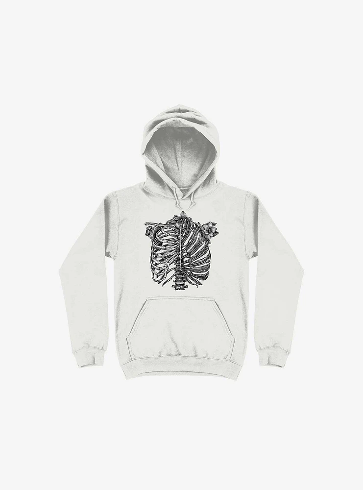 Skeleton Rib Tropical White Hoodie