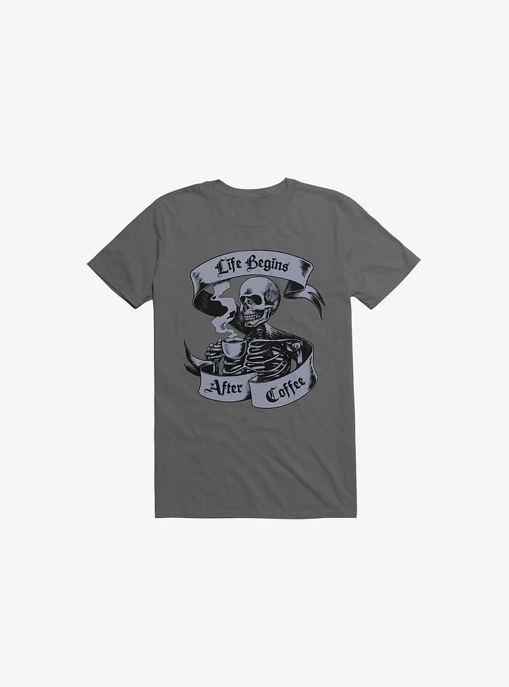 Beans & Bones Coffee Skeleton Asphalt Grey T-Shirt