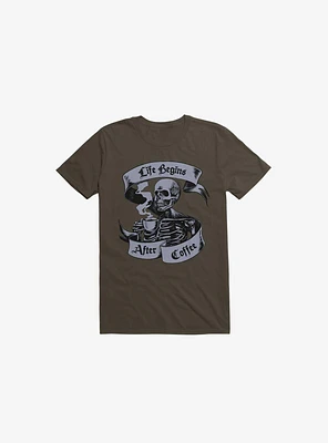 Beans & Bones Coffee Skeleton Brown T-Shirt