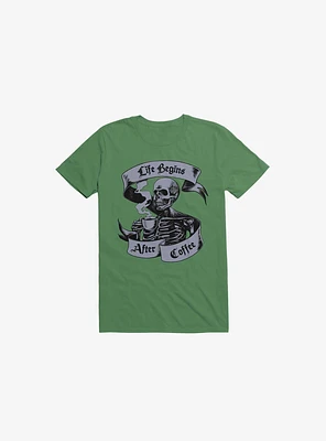 Beans & Bones Coffee Skeleton Kelly Green T-Shirt