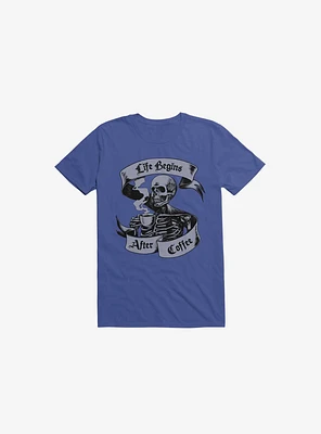 Beans & Bones Coffee Skeleton Royal Blue T-Shirt