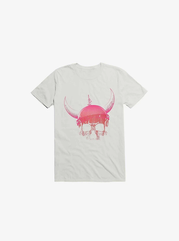 Blood Skull With Viking Helmet White T-Shirt