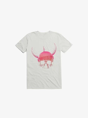 Blood Skull With Viking Helmet White T-Shirt