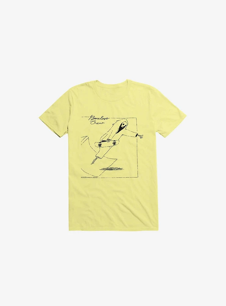 Boneless Crew Skater Skeleton Corn Silk Yellow T-Shirt