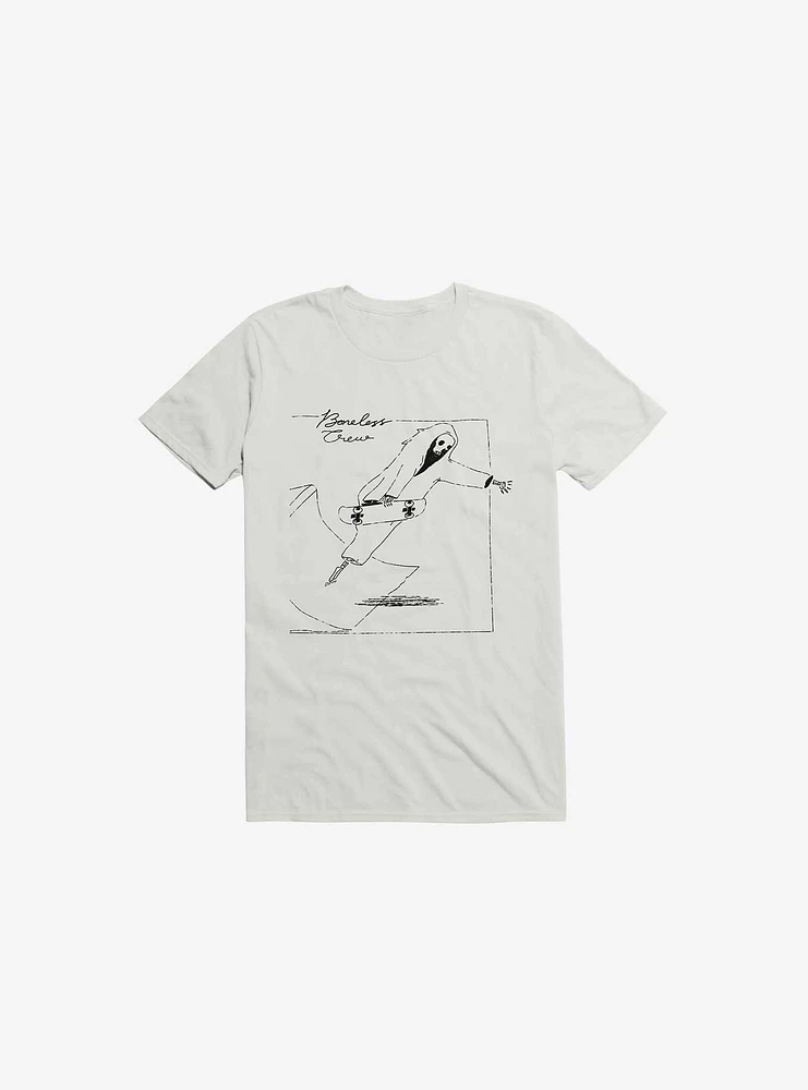 Boneless Crew Skater Skeleton White T-Shirt