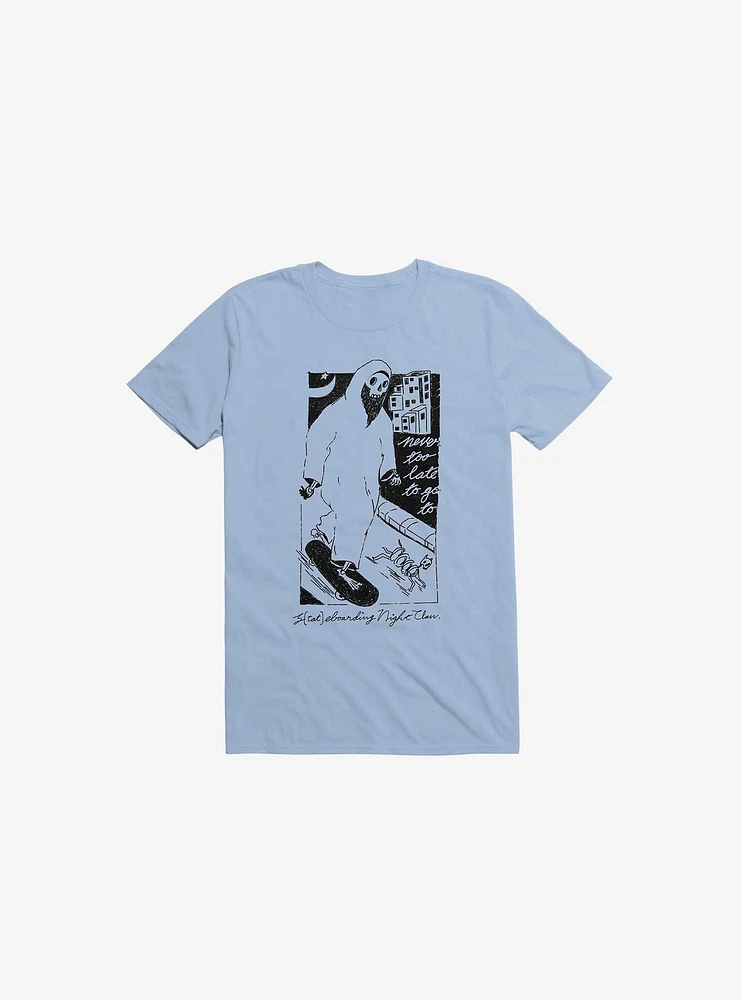 Nightclashh Skateboard Light Blue T-Shirt