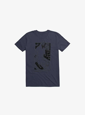 Nightclashh Skateboard Navy Blue T-Shirt
