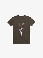 The Dead Rose Skeleton Hand Brown T-Shirt
