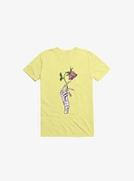 The Dead Rose Skeleton Hand Corn Silk Yellow T-Shirt