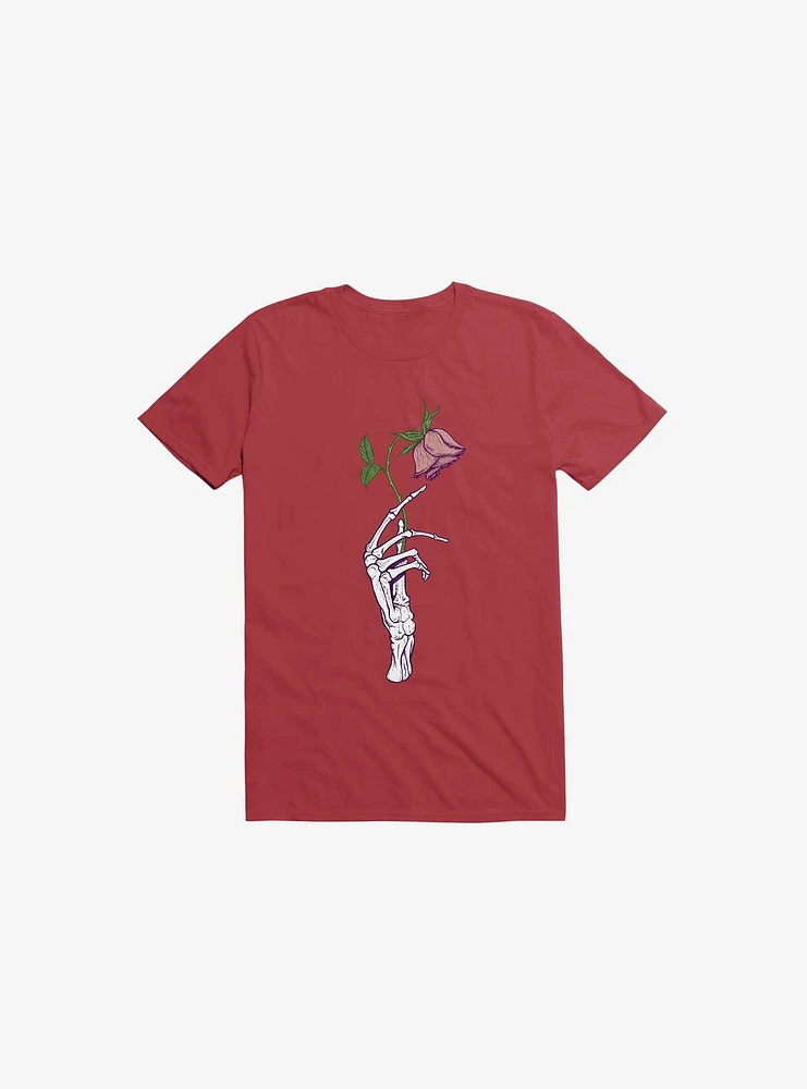 The Dead Rose Skeleton Hand Red T-Shirt