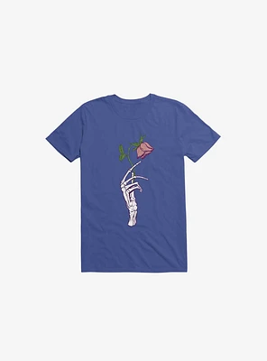 The Dead Rose Skeleton Hand Royal Blue T-Shirt