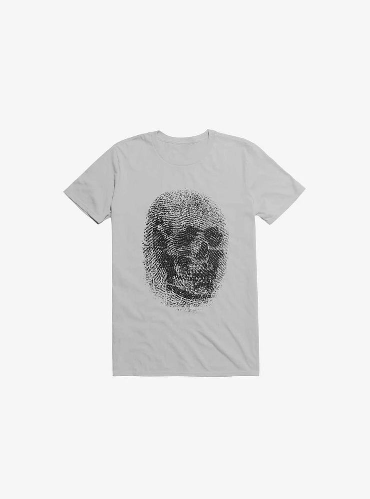 Unique And Equal Skull Fingerprint Ice Grey T-Shirt
